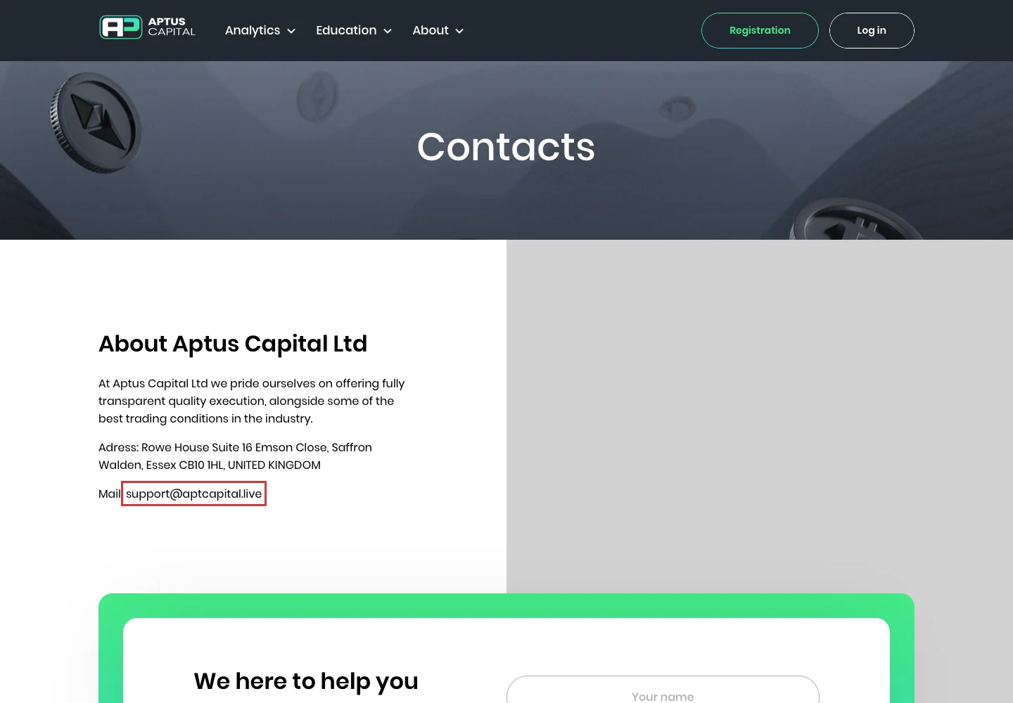 Контактный email на сайте aptus-capital.com