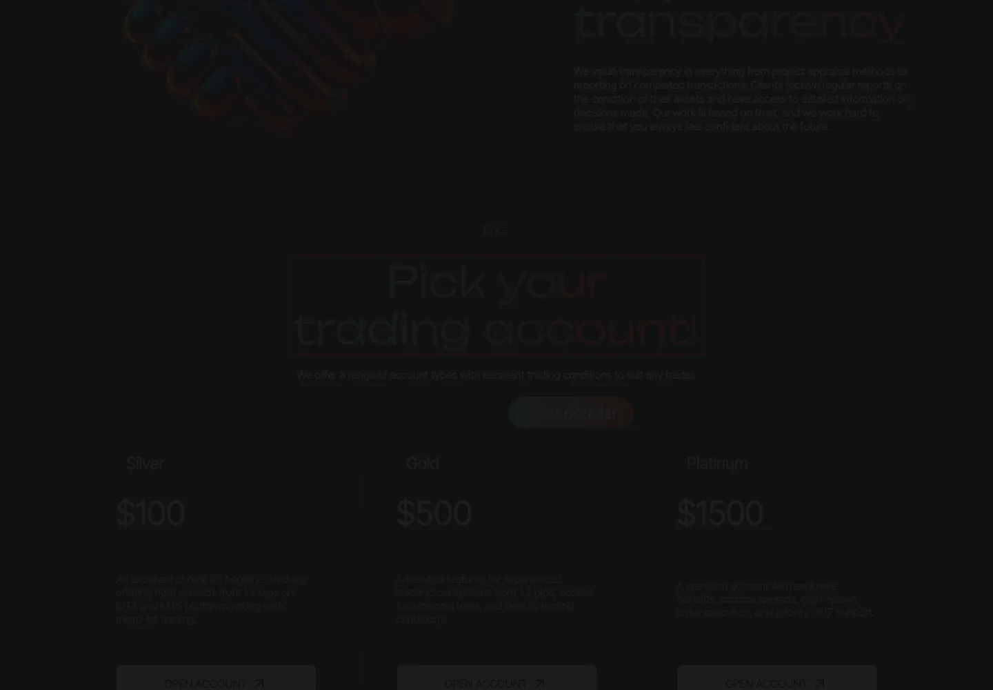 Тарифные предложения на официальной странице