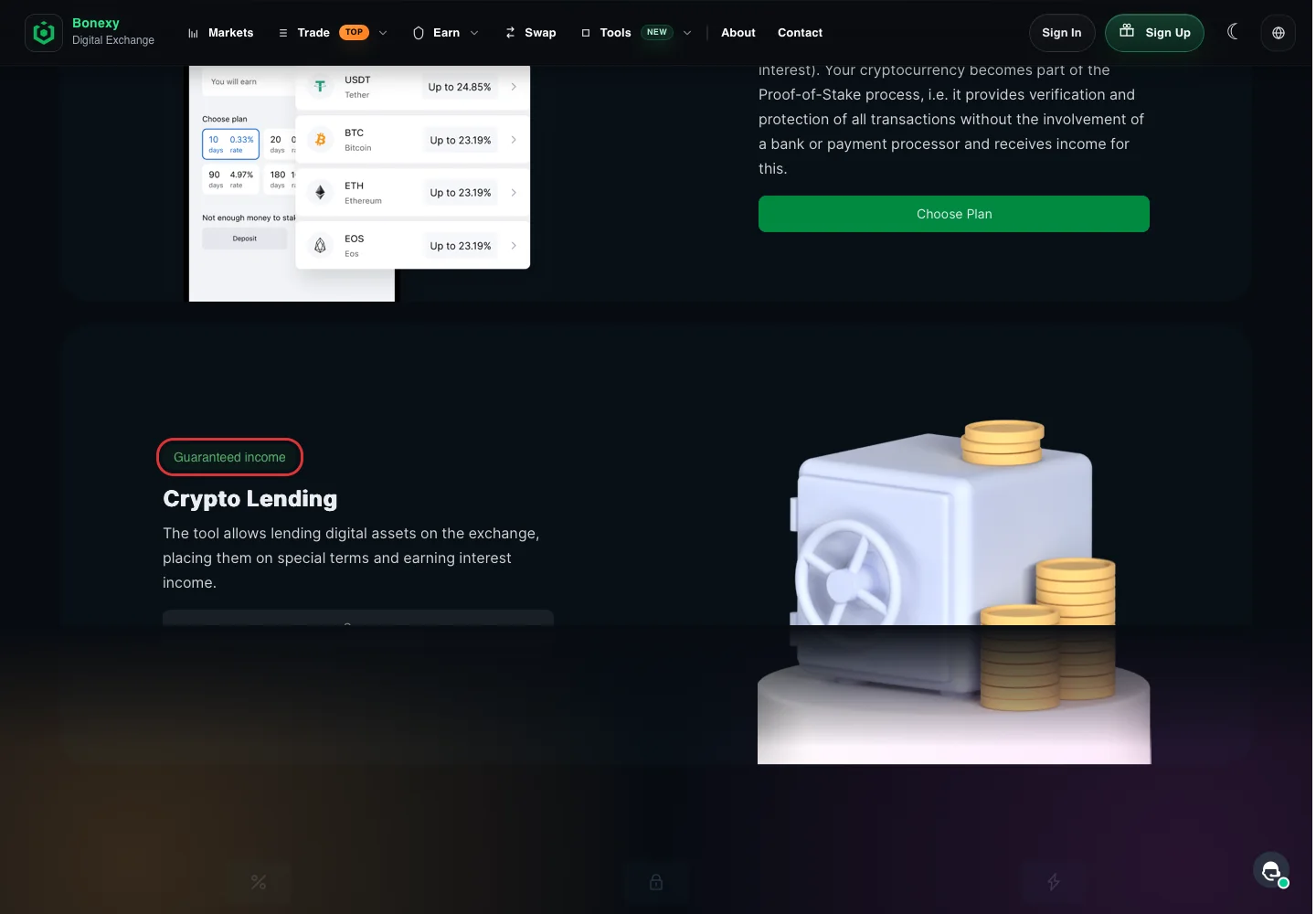 Рекламное описание криптокредитования Bonexy