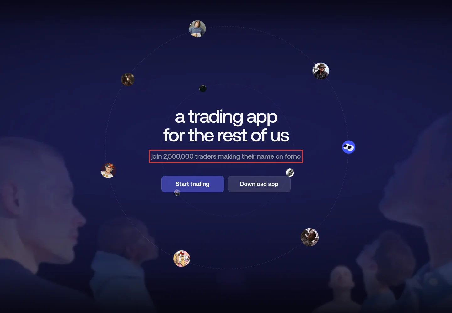 Заявленный масштаб аудитории на главной странице Fomo