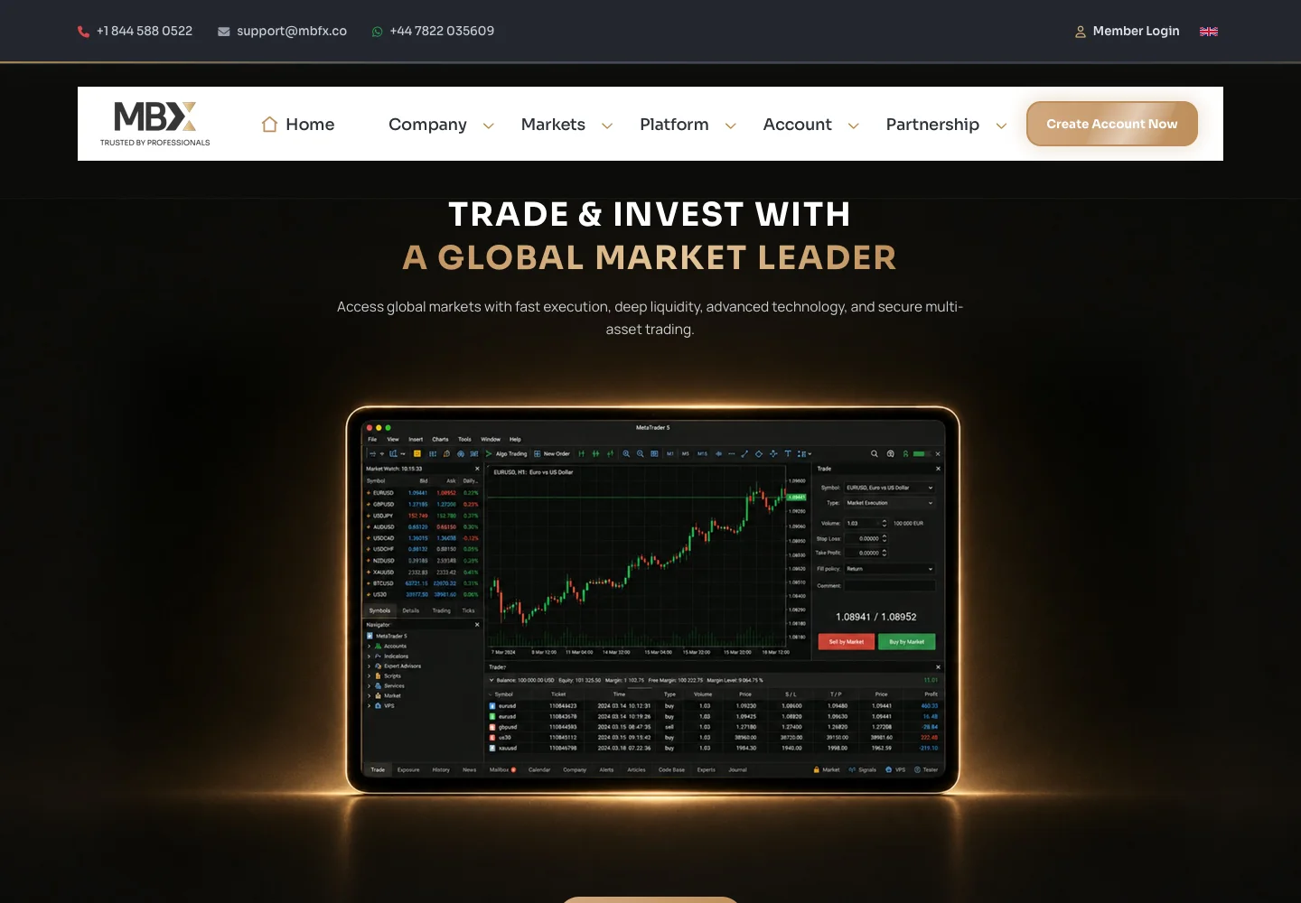 Главная страница MBX Pro с описанием Forex/CFD-брокера