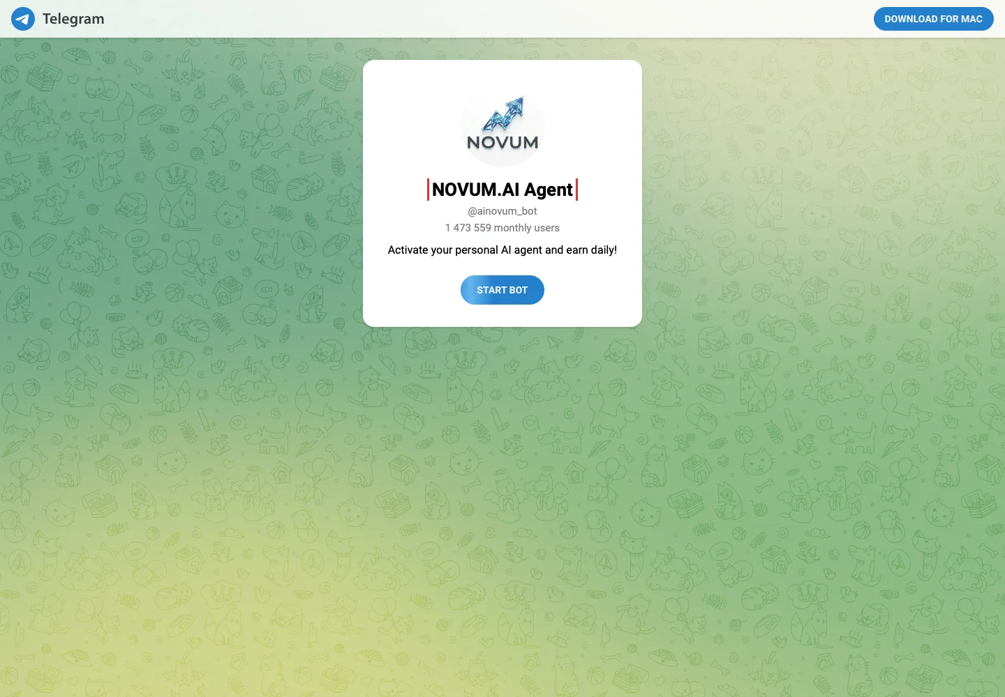 Публичное превью Telegram-бота NOVUM.AI Agent
