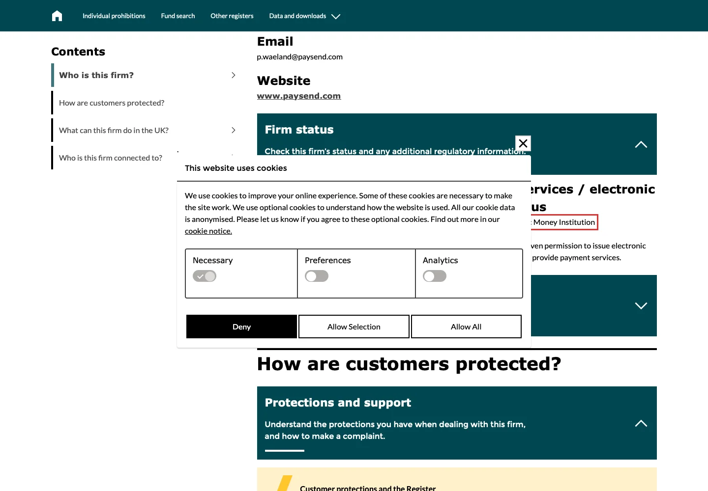 Регуляторная запись PaySend PLC, номер 900004