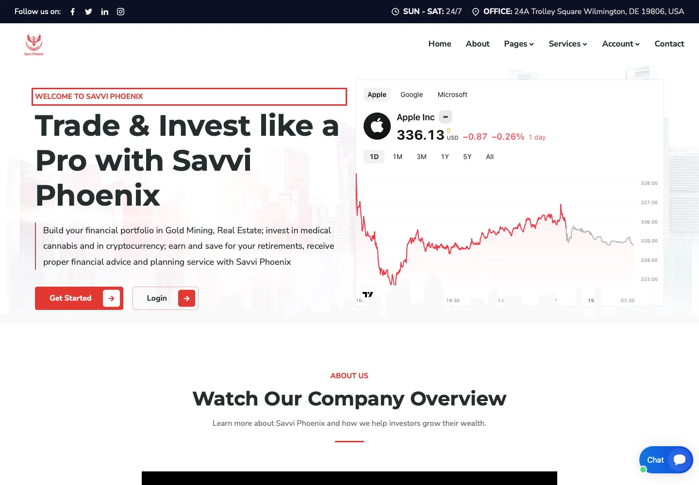 Главная страница Savvi Phoenix с описанием инвестиционного предложения