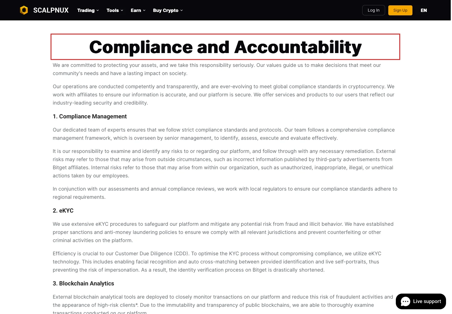 Раздел Regulatory License на сайте Scalpnux