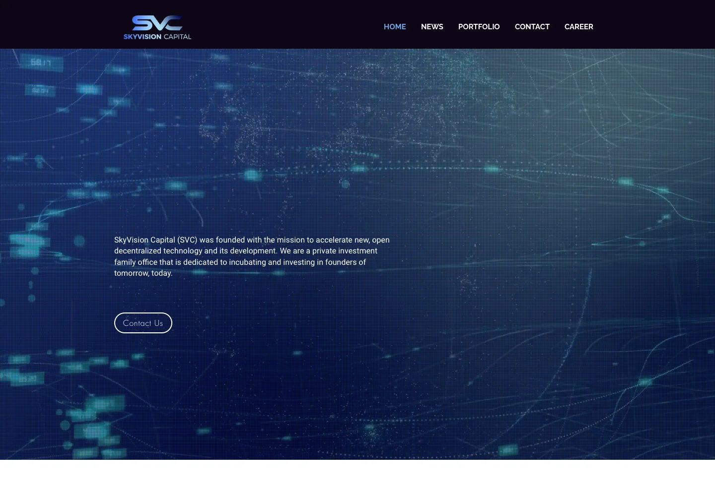 Главная страница SkyVision Capital с описанием профиля компании