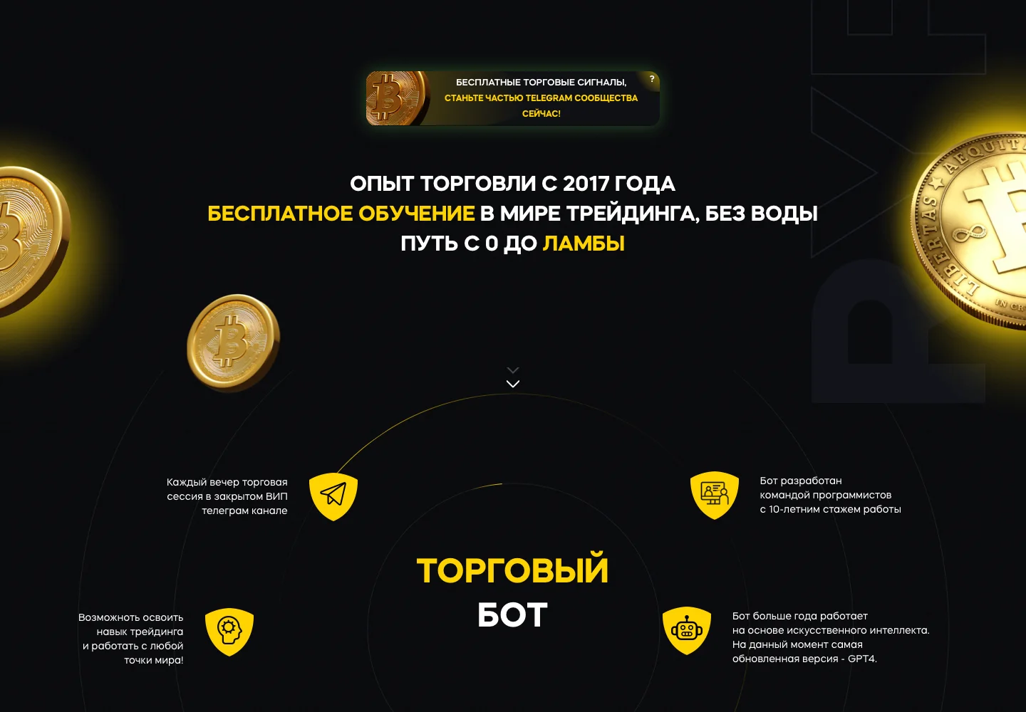 Главная страница Stocks'N'Stuff с заявлением о бесплатном обучении трейдингу