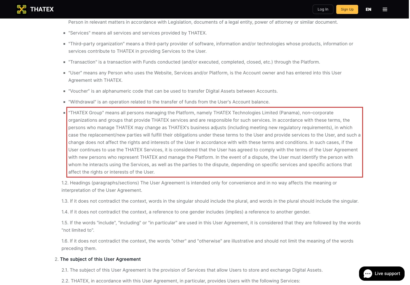 Фрагмент пользовательского соглашения с оператором платформы