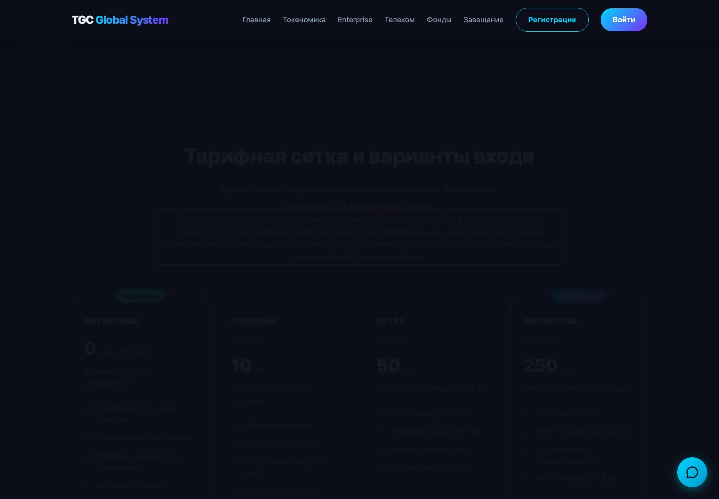 Обещание окупаемости на сайте TGC Global System