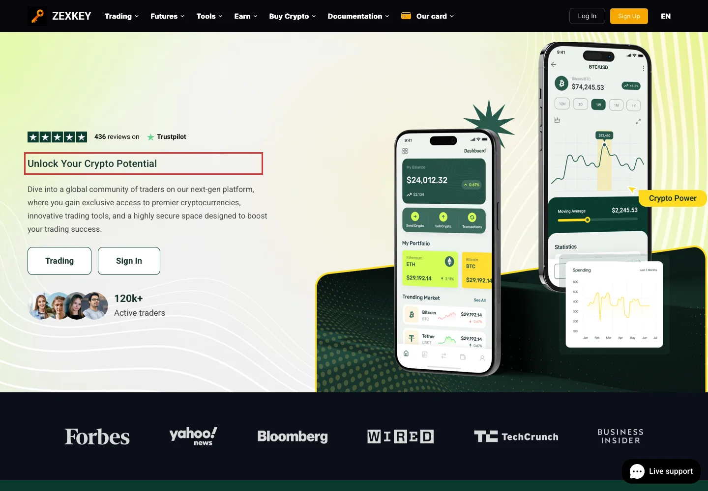 Главная страница ZEXKEY с описанием криптоплатформы